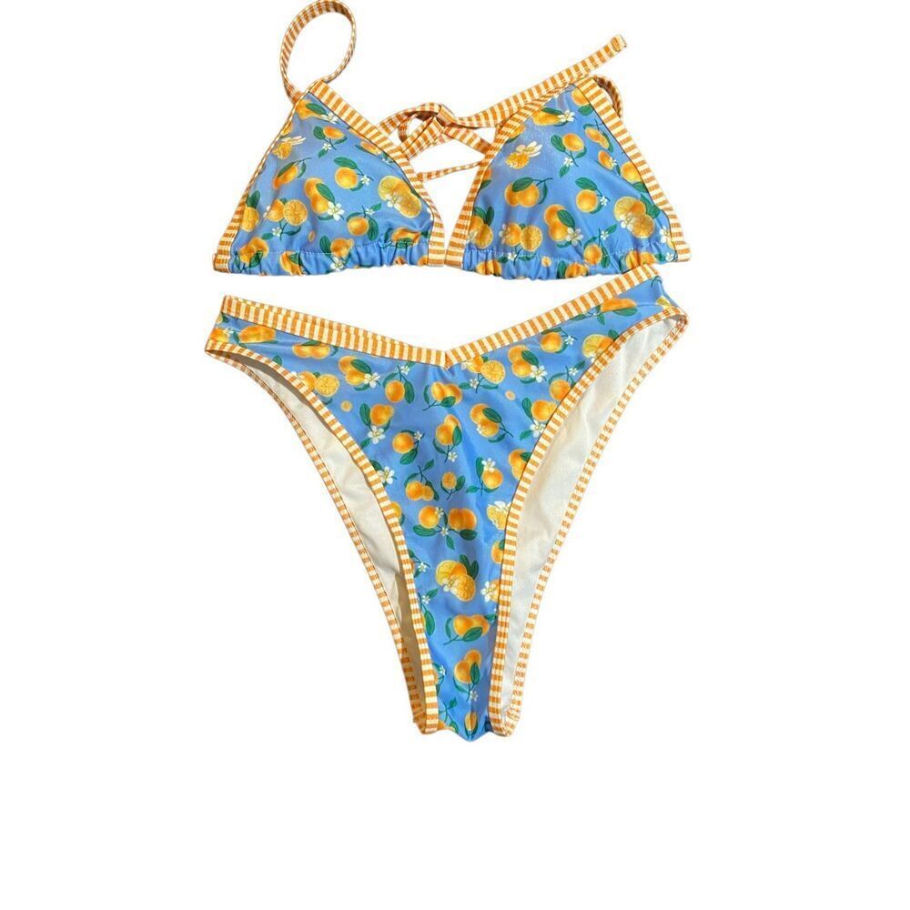Swim mod women’s summer orange print, two piece bikini XL